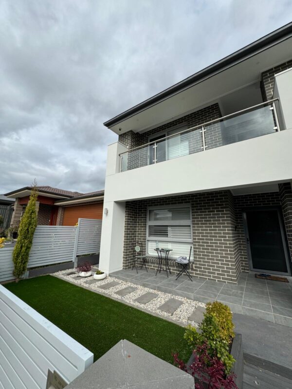 Front yard artificial grass install Catherine Fields, Sydney.